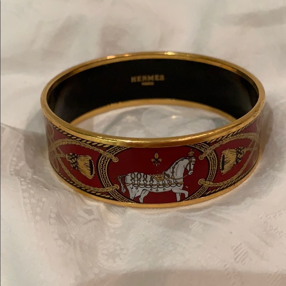 Hermès Red & Gold Classic Bangle